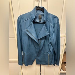 Clara Sunwoo Liquid Leather Jacket- Teal color